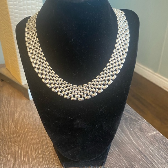 Vintage Napier Basket Weave Silver tone Chocker Necklace and matching bracelet - Picture 11 of 12